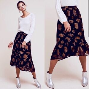 NWT Stunning black and metallic floral skirt from floreat Anthropologie